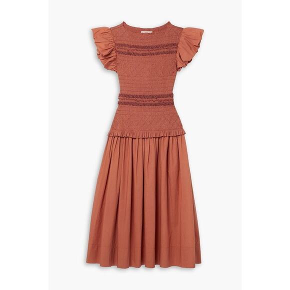 Ulla Johnson Madeline Smocked Midi Dress Size 2 NWOT Clay - Picture 3 of 9